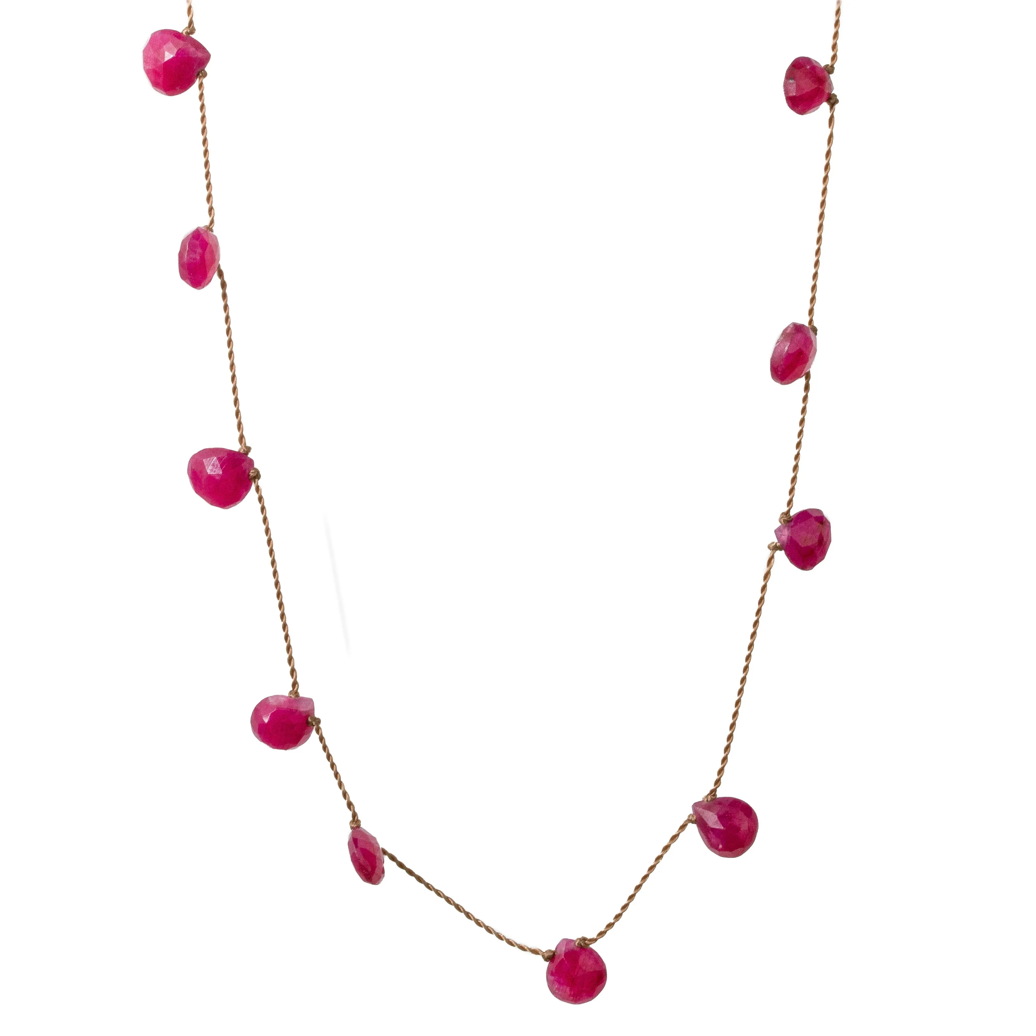 Long Ruby Briollette Necklace