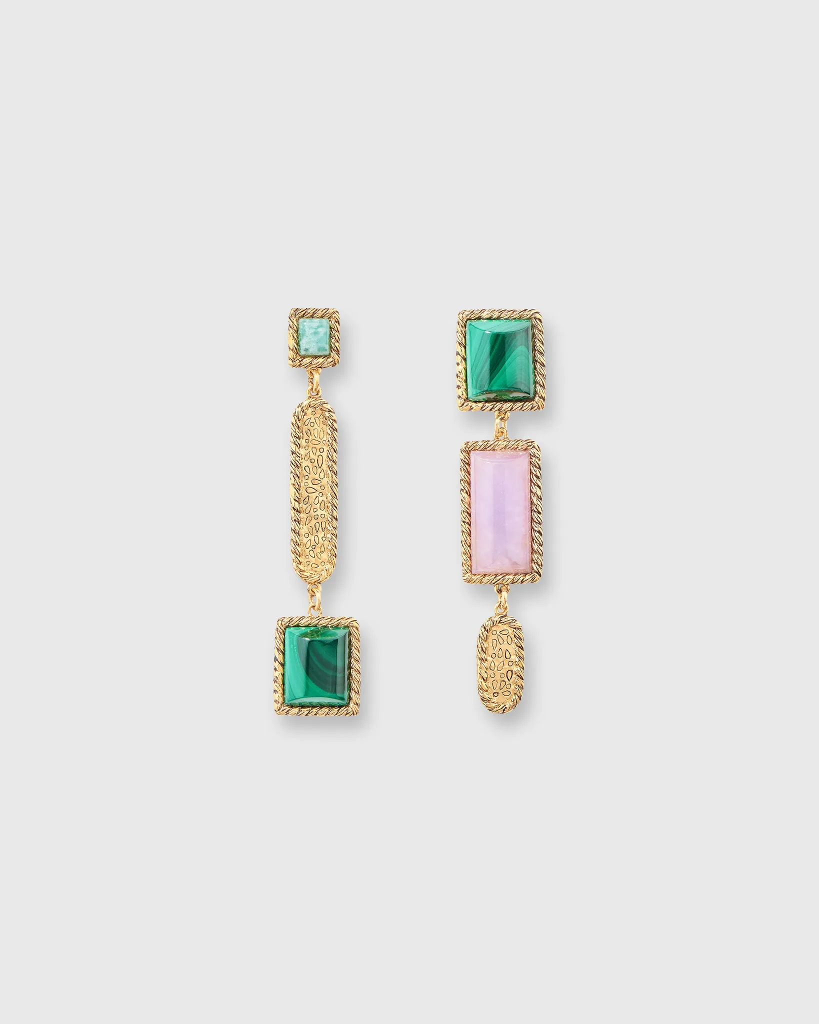 Malli Earrings in Gold/Pink/Green