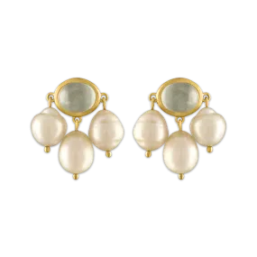 Mango Moonstone and South Sea Pearl Unda Stud Earrings