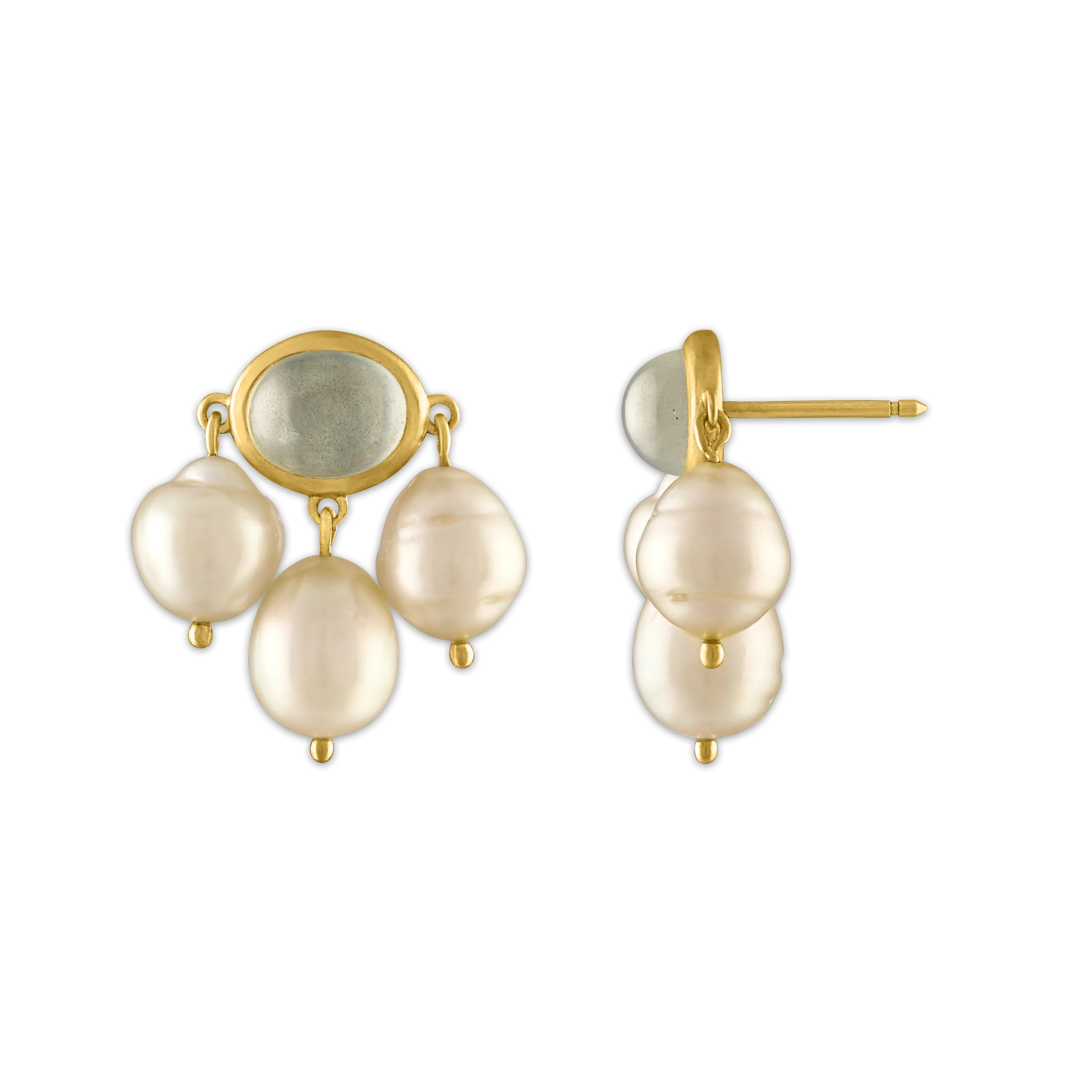 Mango Moonstone and South Sea Pearl Unda Stud Earrings