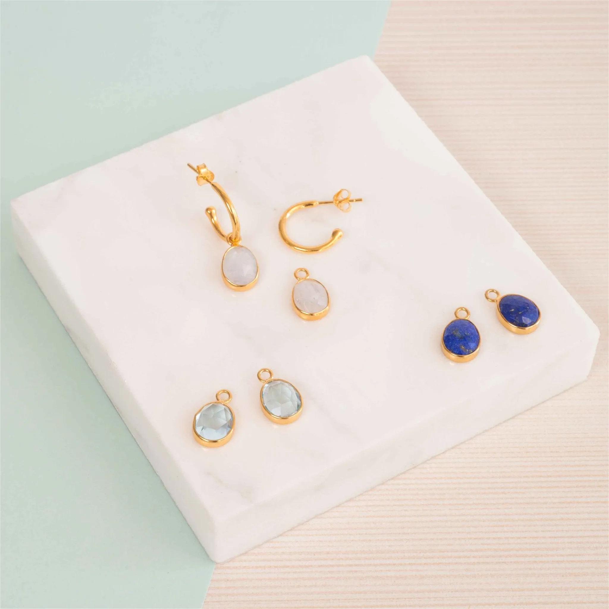 Manhattan Gold & Moonstone Interchangeable Gemstone Earrings