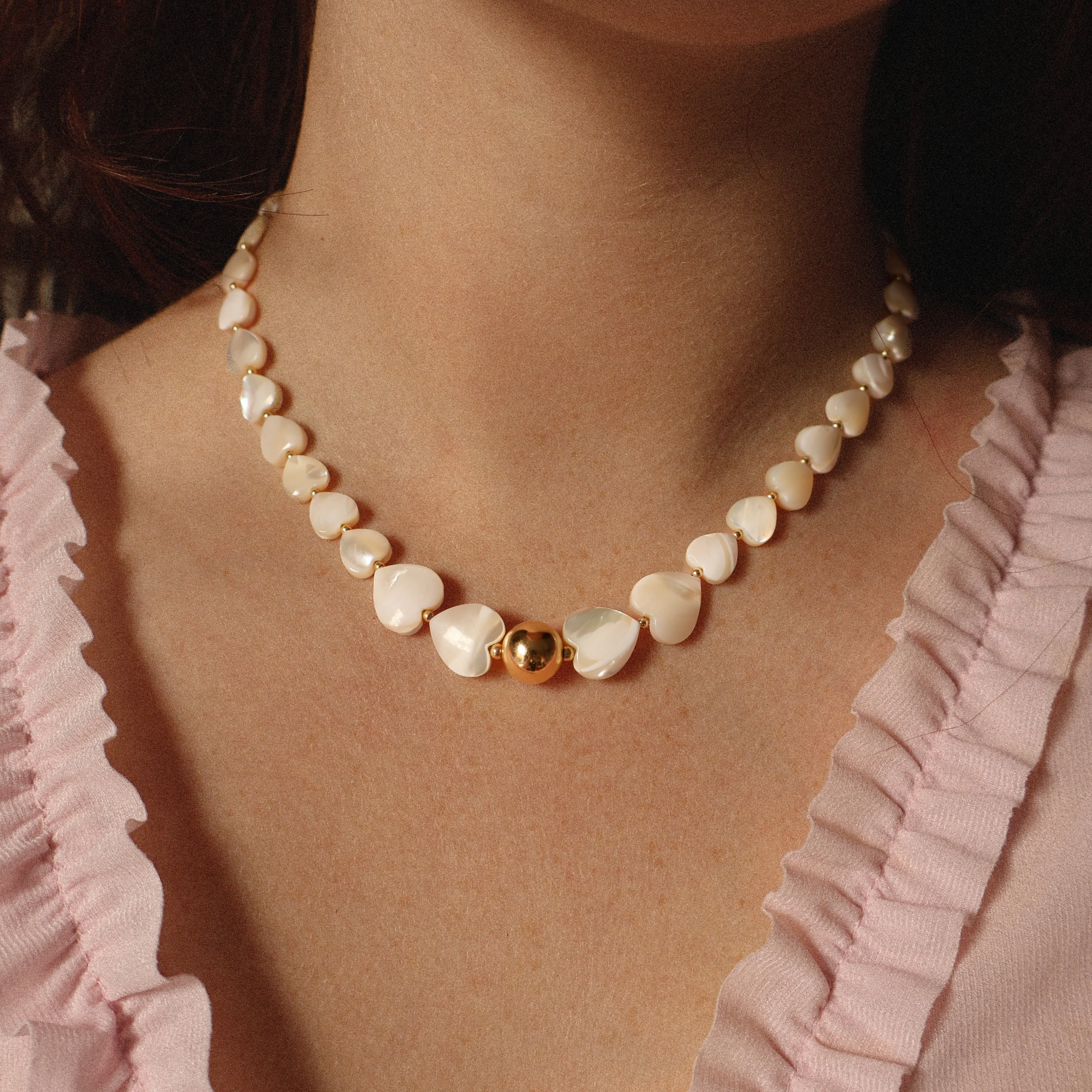 Marlène Pearl Heart Necklace