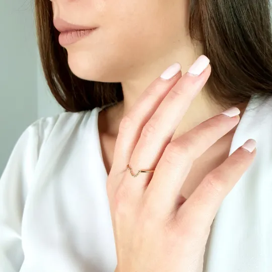 Matching ring with chain in solid gold