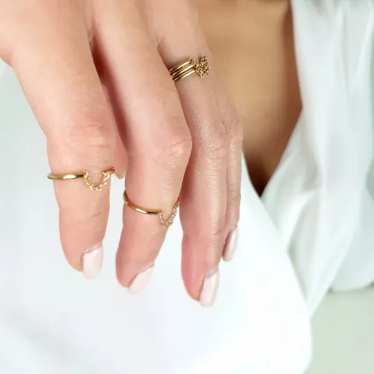 Matching ring with chain in solid gold