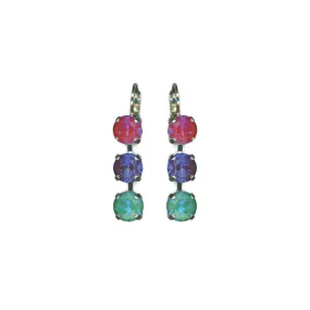 Medium Three Stone Leverback Earrings in "Candy" *Custom*