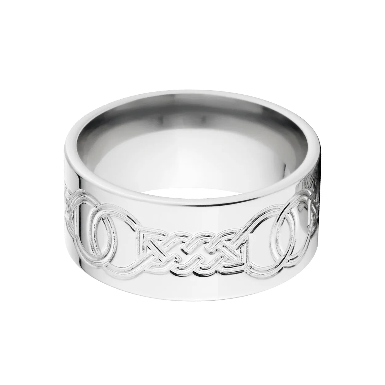 Mens Celtic Wedding Band, 10mm 14k White Gold Wedding Rings