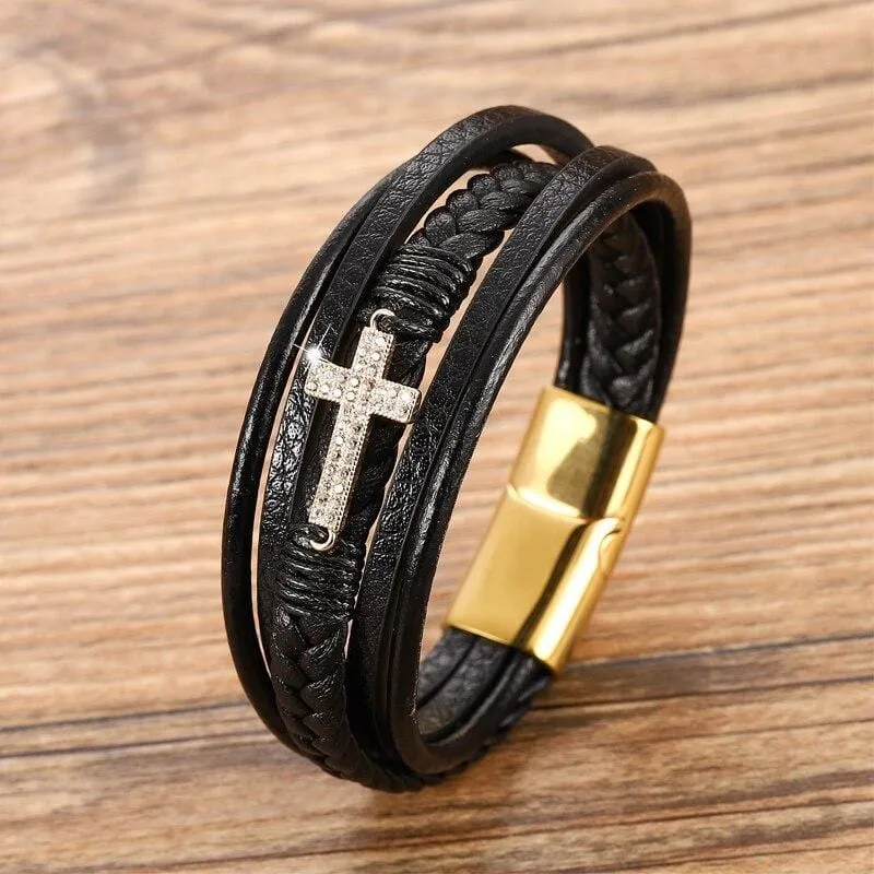 Men's Cross Bracelet <br> Diamond