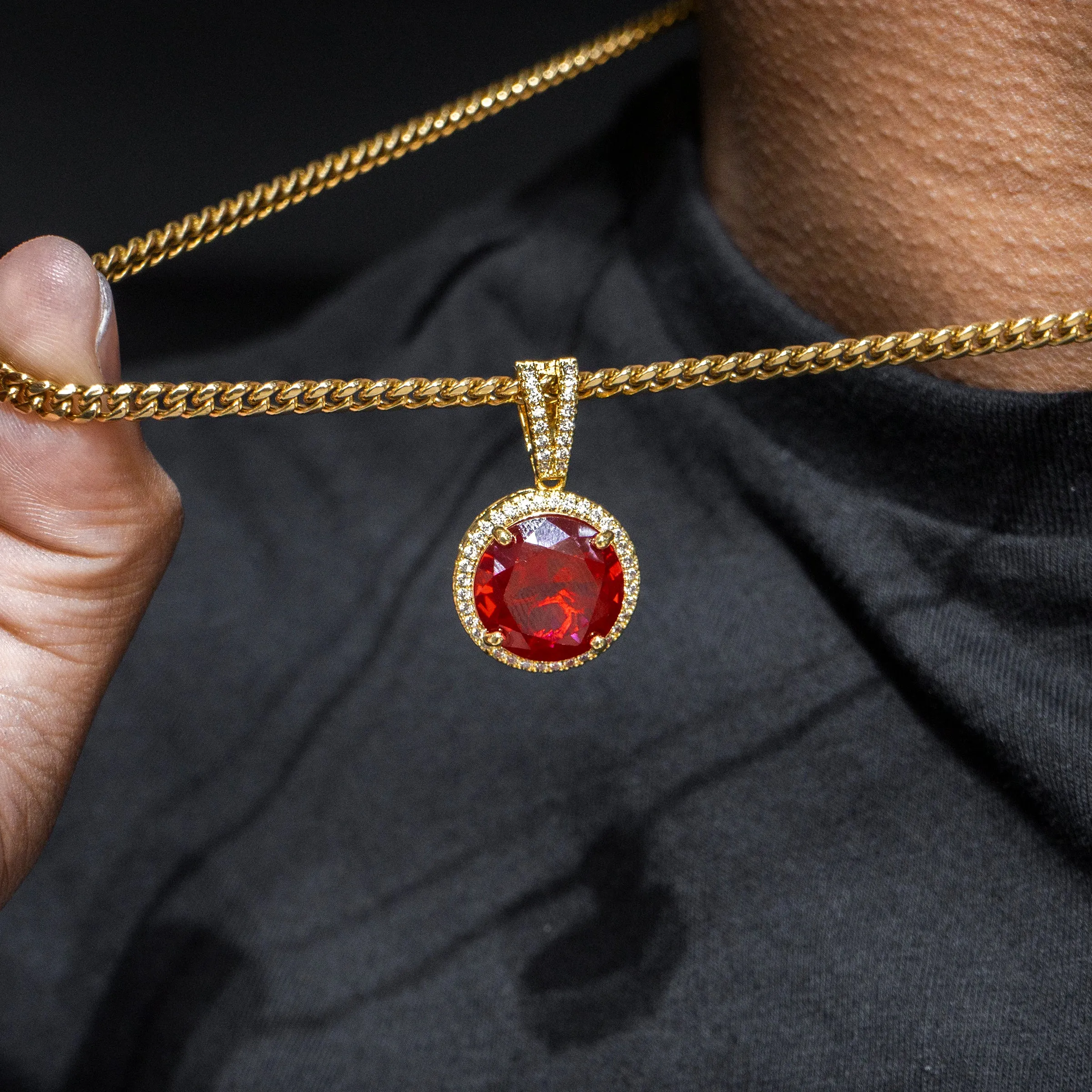 Mens Gold Ruby Necklace | Appx. 15.4 Grams