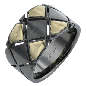 Men's Ruthenium Ring In 14k Gold With Diamonds