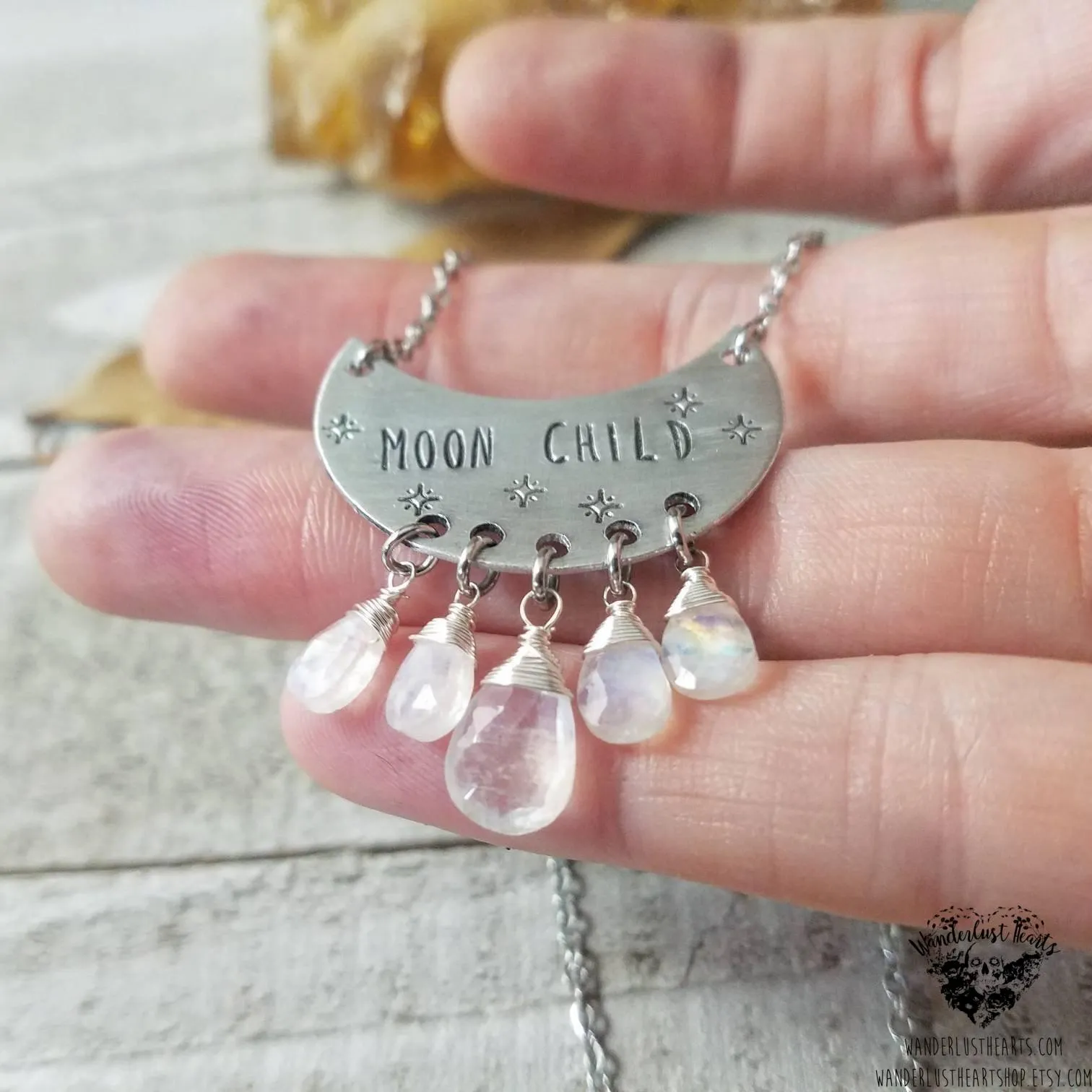 Moon child shield necklace