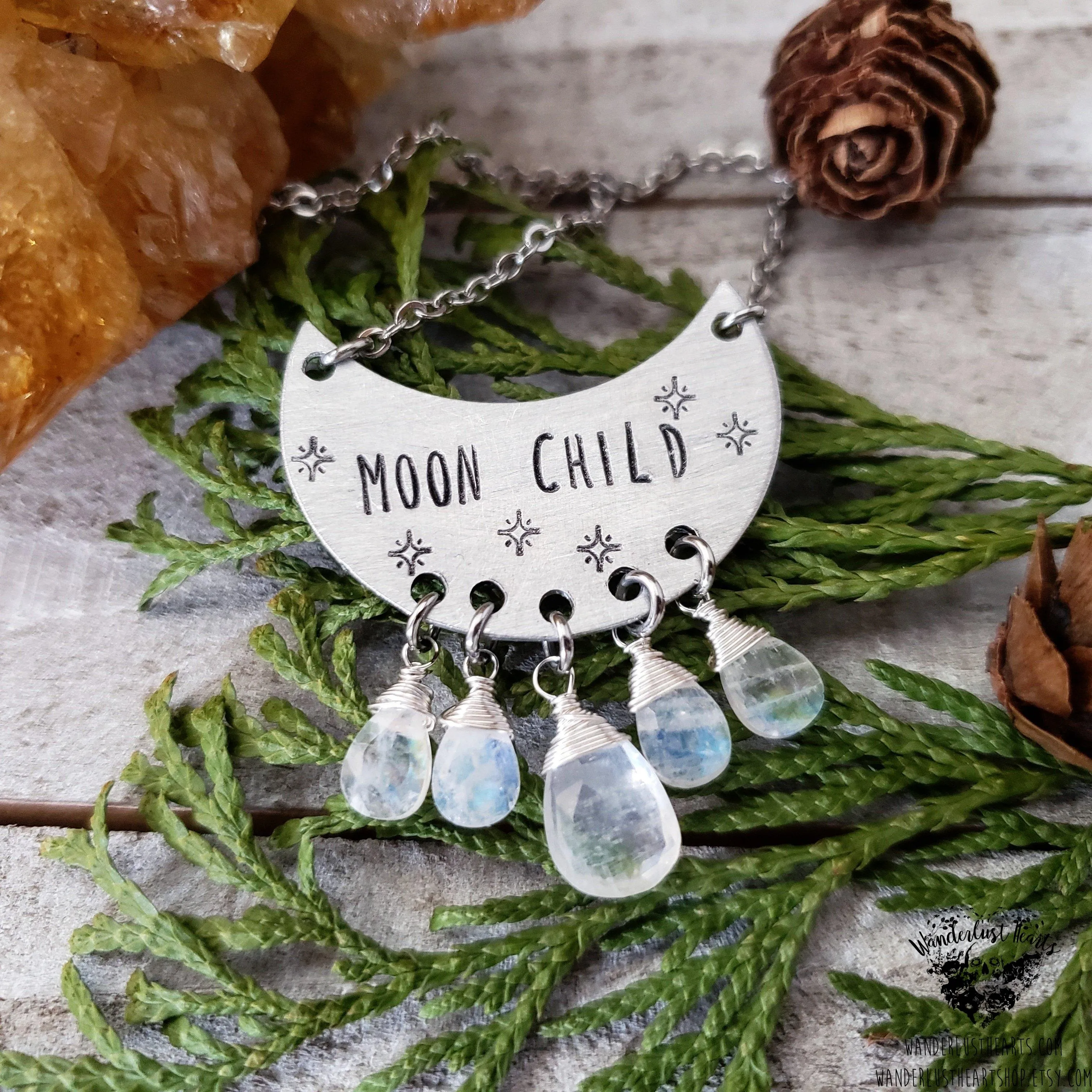 Moon child shield necklace