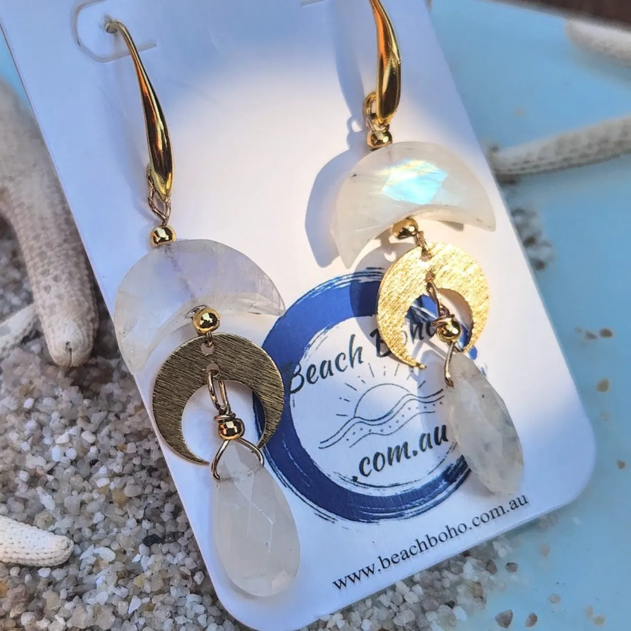 MOON CRESCENT DROP - GOLD HOOK EARRINGS