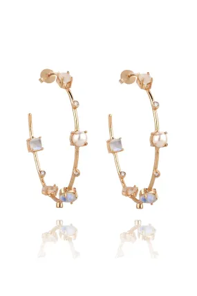 Moonstone & Pearl Ivory Hoop Earrings