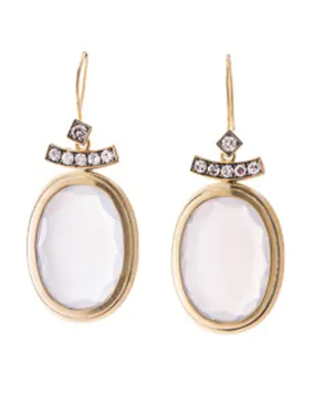 Moonstone and Diamond Earrings