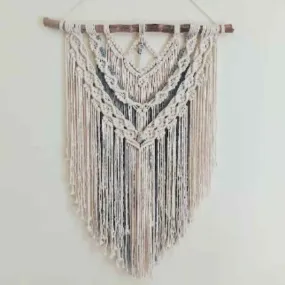 Moonstone Macramé White & Gray Crystal Macramé Wall Hanging