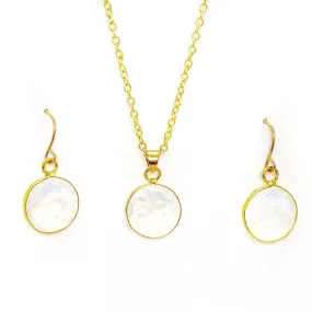 Moonstone Pearlescent Earrings and Necklace Set for Women