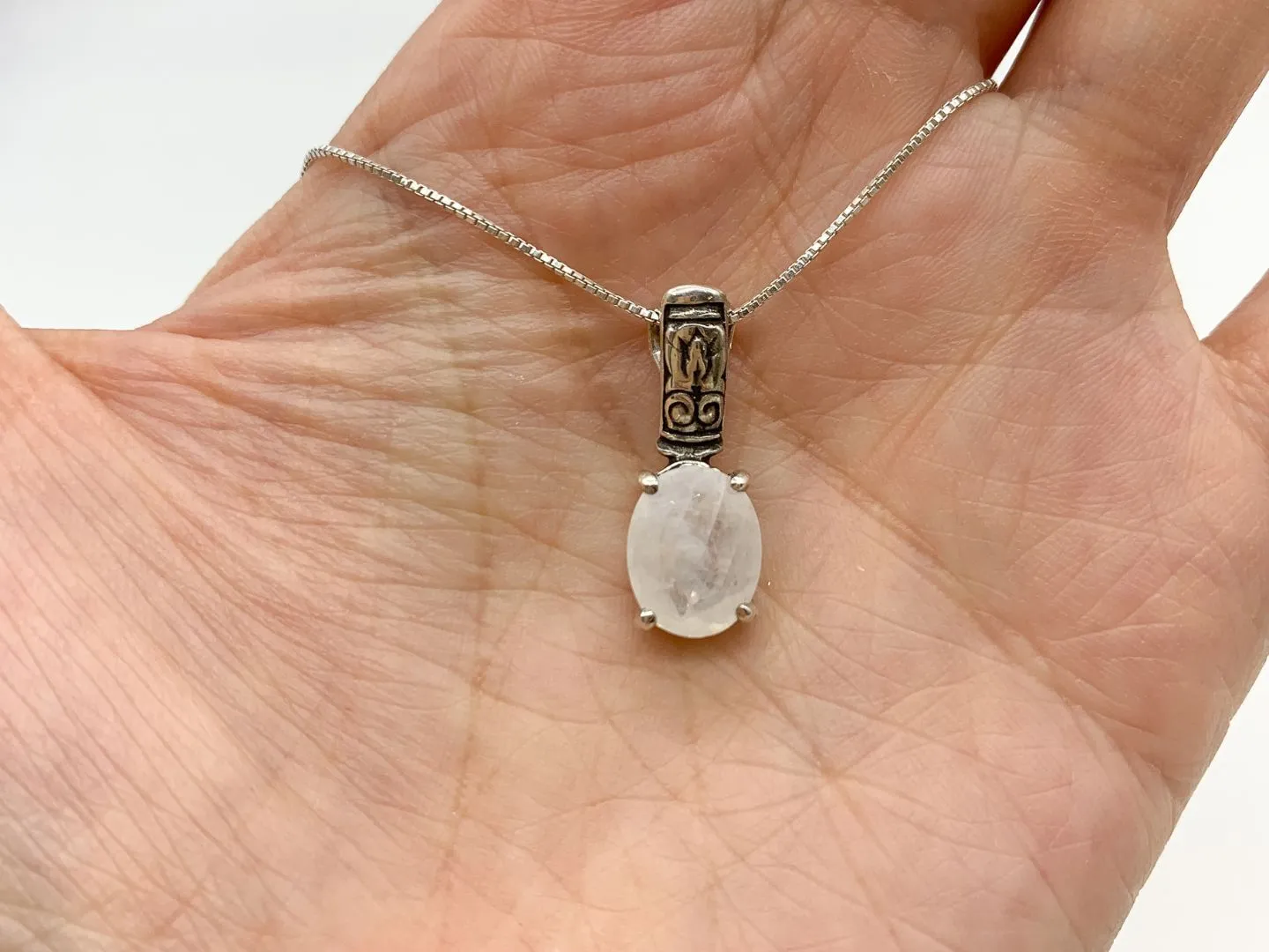 Moonstone Silver Necklace - Natural Moonstone Pendant - June Birthstone Pendant