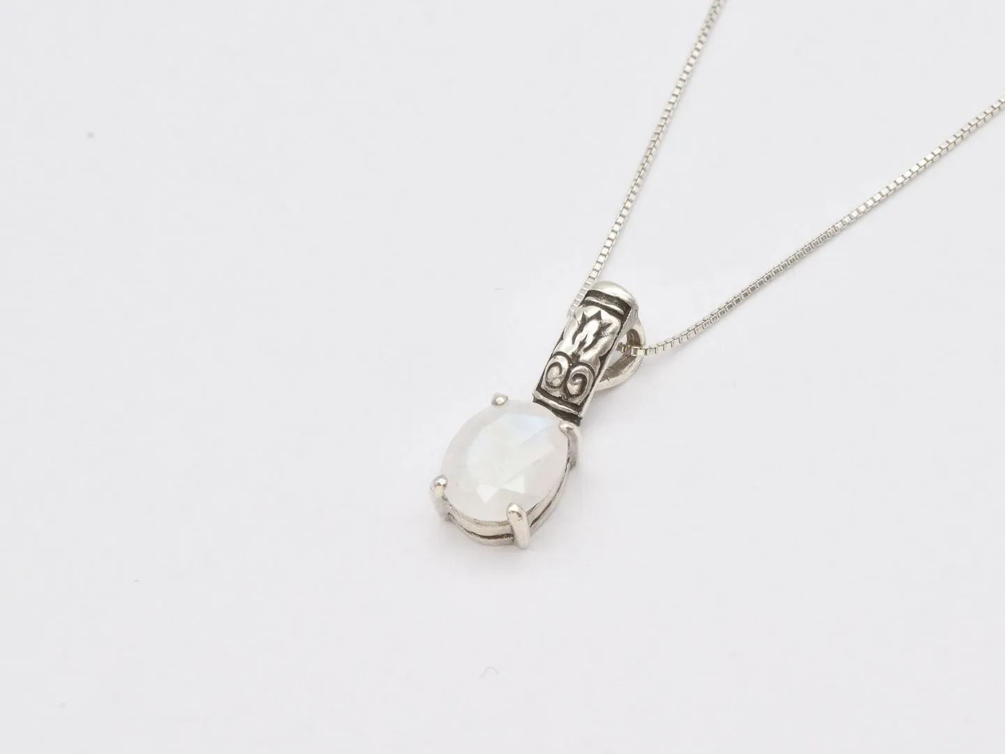 Moonstone Silver Necklace - Natural Moonstone Pendant - June Birthstone Pendant