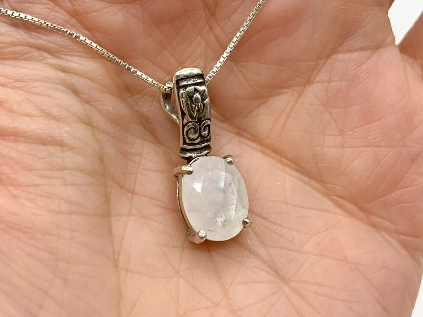 Moonstone Silver Necklace - Natural Moonstone Pendant - June Birthstone Pendant