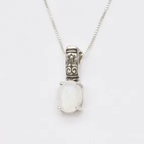 Moonstone Silver Necklace - Natural Moonstone Pendant - June Birthstone Pendant