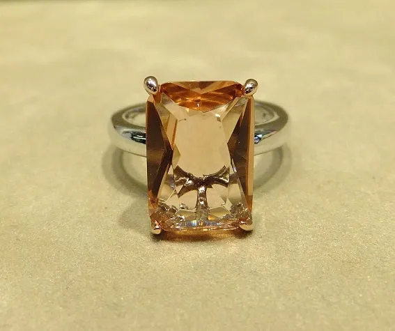 Morganite Gemstone Ring in Sterling Silver