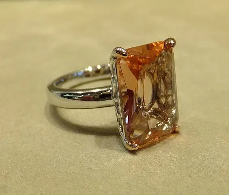 Morganite Gemstone Ring in Sterling Silver