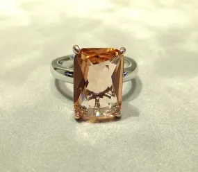 Morganite Gemstone Ring in Sterling Silver