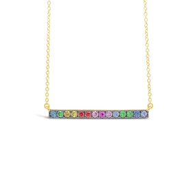 Multi-color Gemstone Bar Necklace