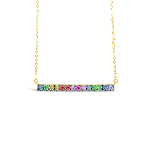 Multi-color Gemstone Bar Necklace