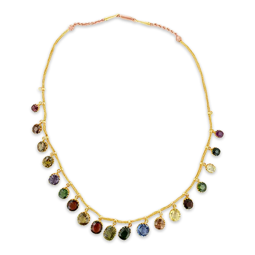 Multi-color Gemstone Victorian Estate Necklace