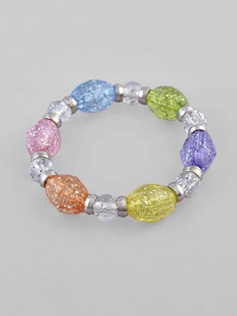 Multi Colour Beaded Elasticated Bracelet - Voj