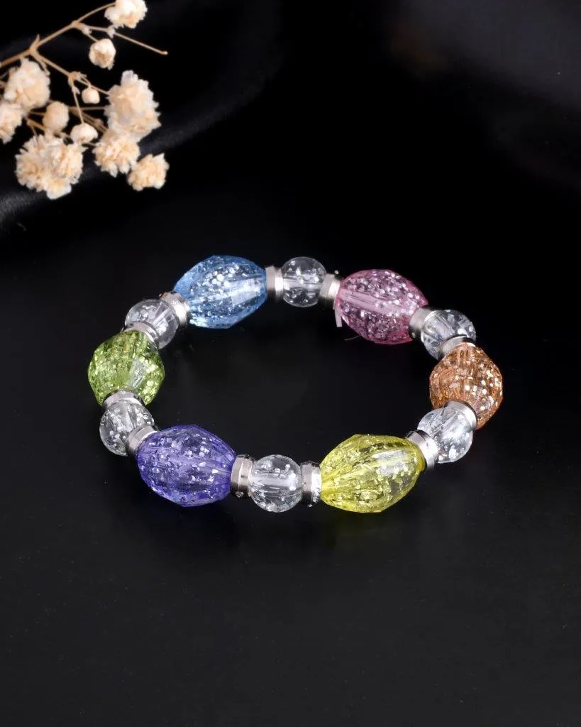 Multi Colour Beaded Elasticated Bracelet - Voj