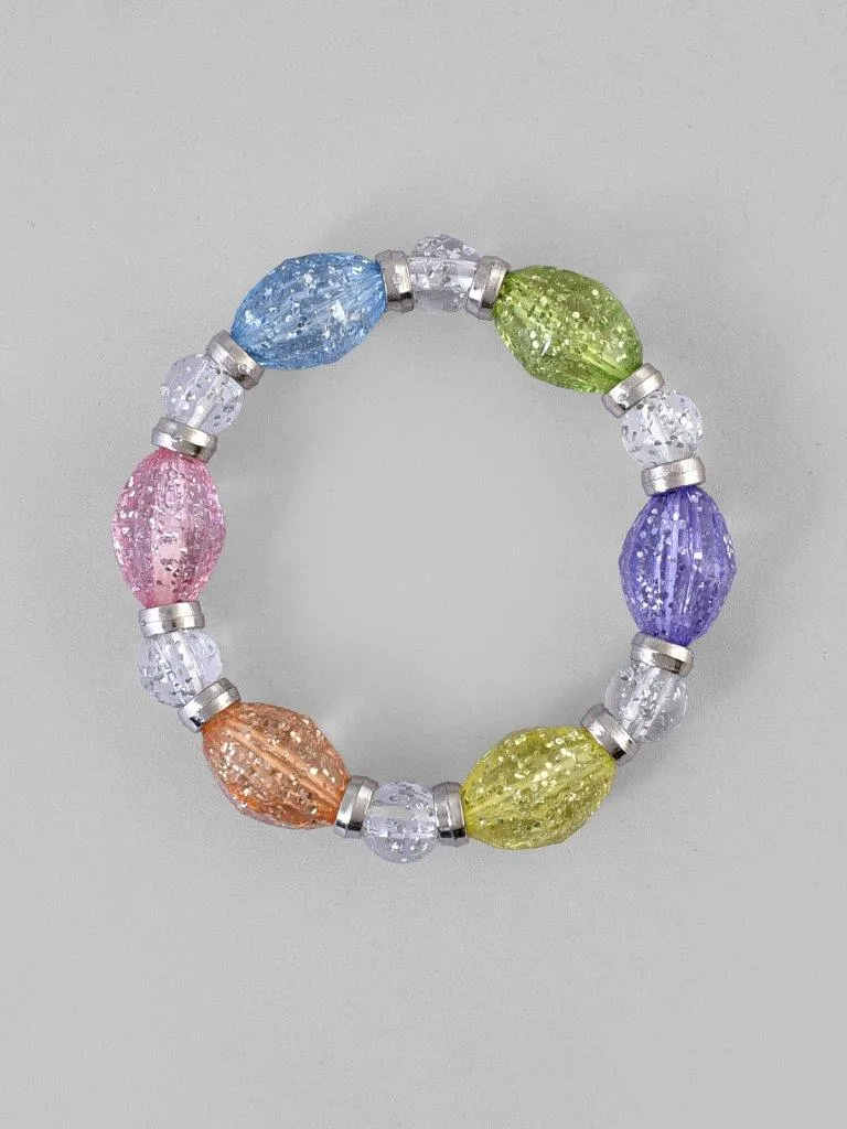 Multi Colour Beaded Elasticated Bracelet - Voj