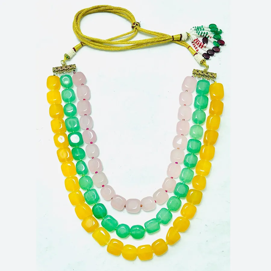 Multicolor Layered Stone Beaded Necklace