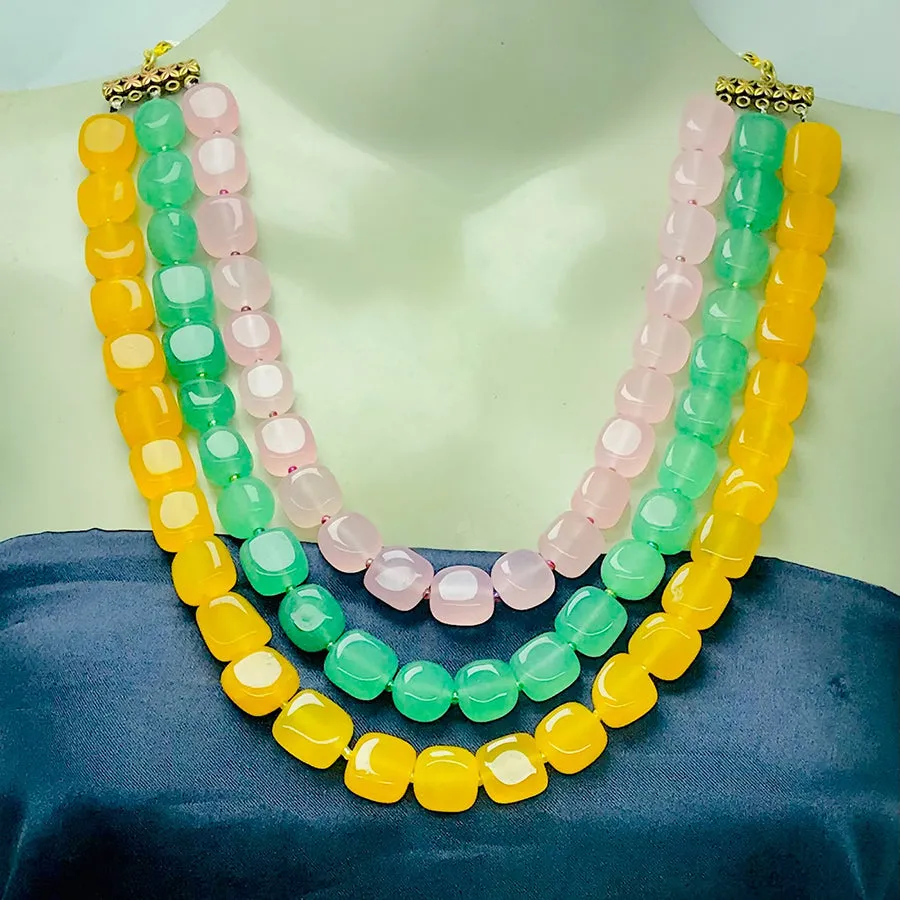 Multicolor Layered Stone Beaded Necklace