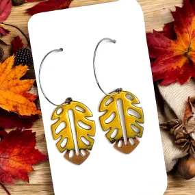 Mustard Yellow Hollow Leaf Earrings