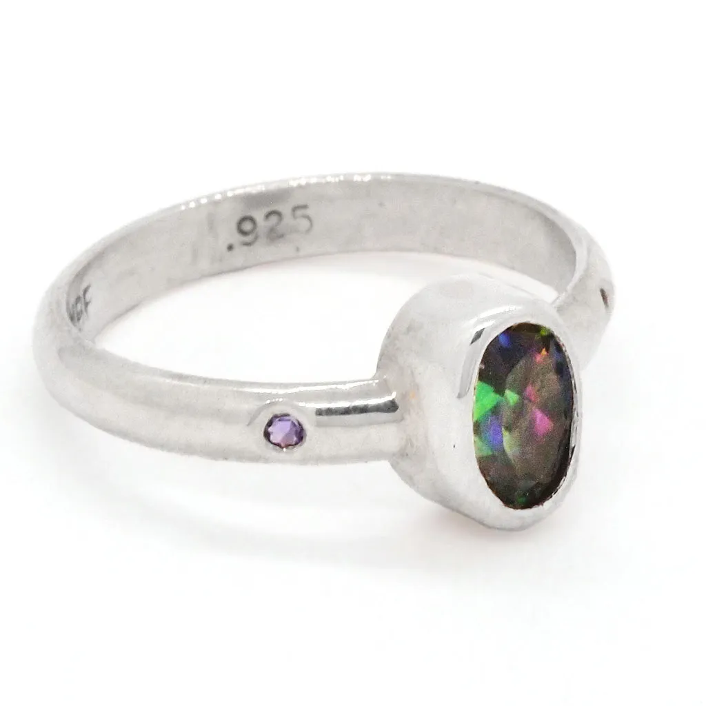 Mystic Topaz and Amethyst Ring (size 6)