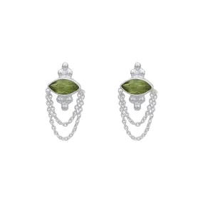 Natalia Sterling Silver Green Peridot Stud Earrings