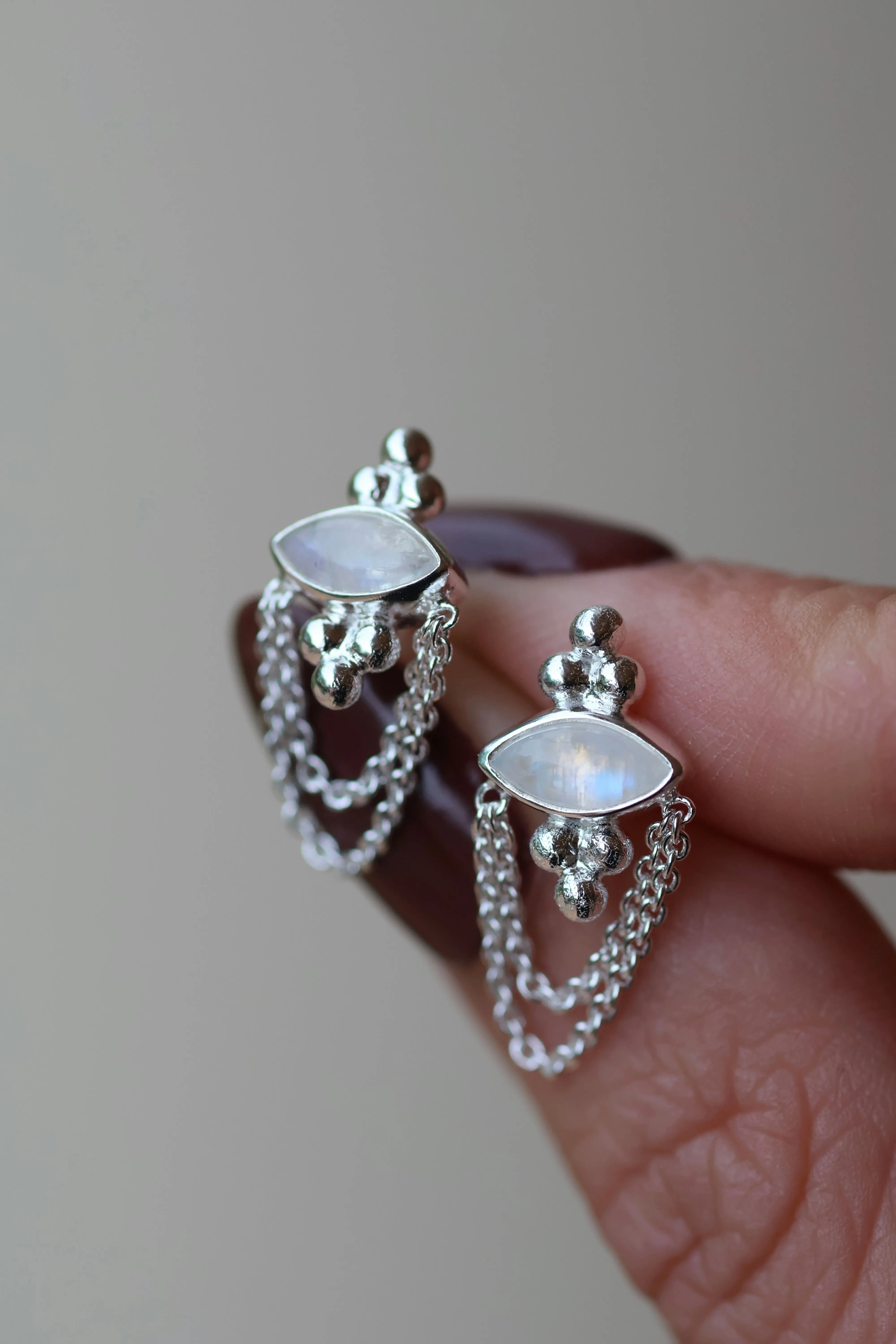 Natalia Sterling Silver Rainbow Moonstone Earrings