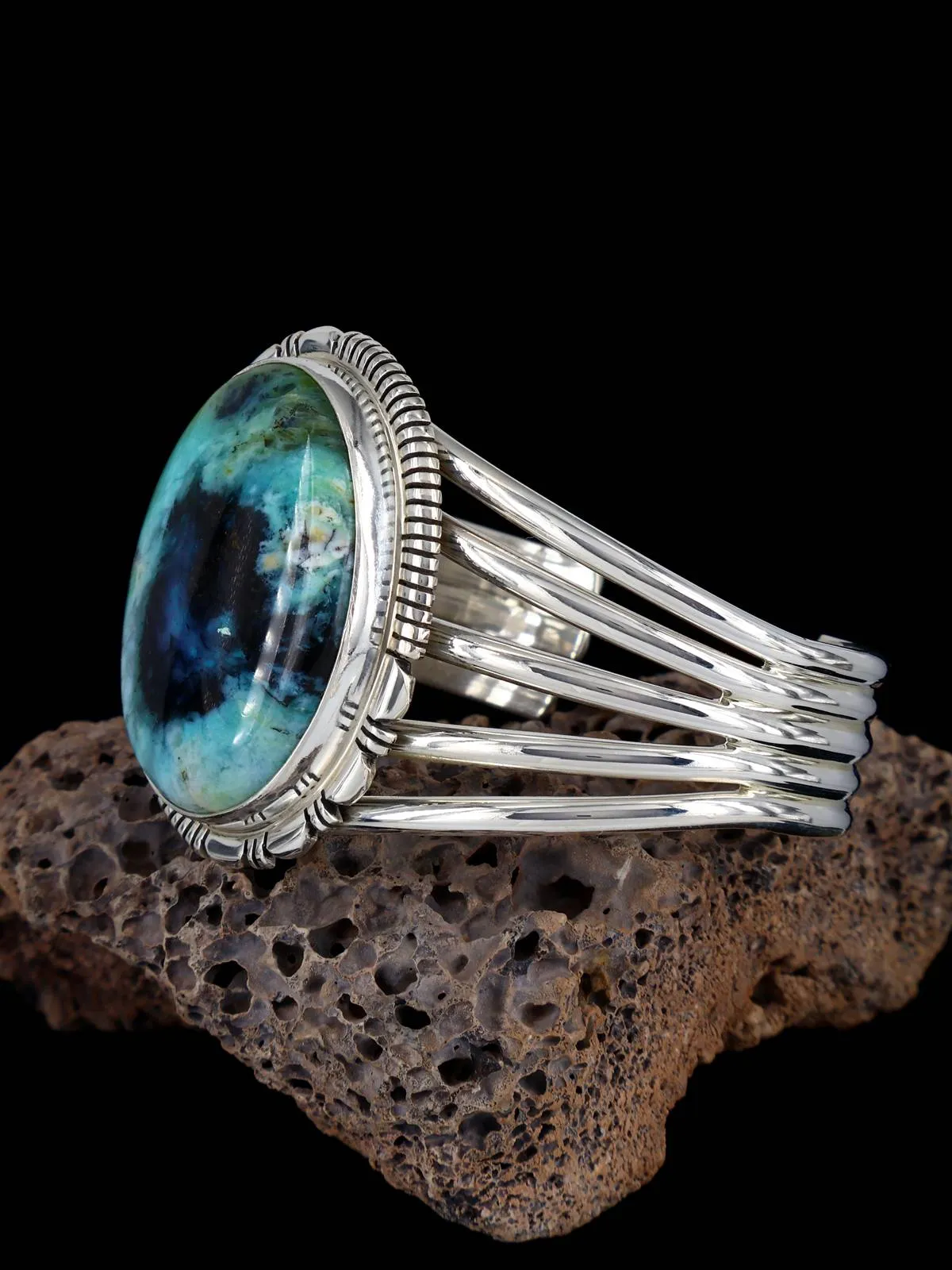 Native American Opalized Sterling Silver Cuff Bracelet