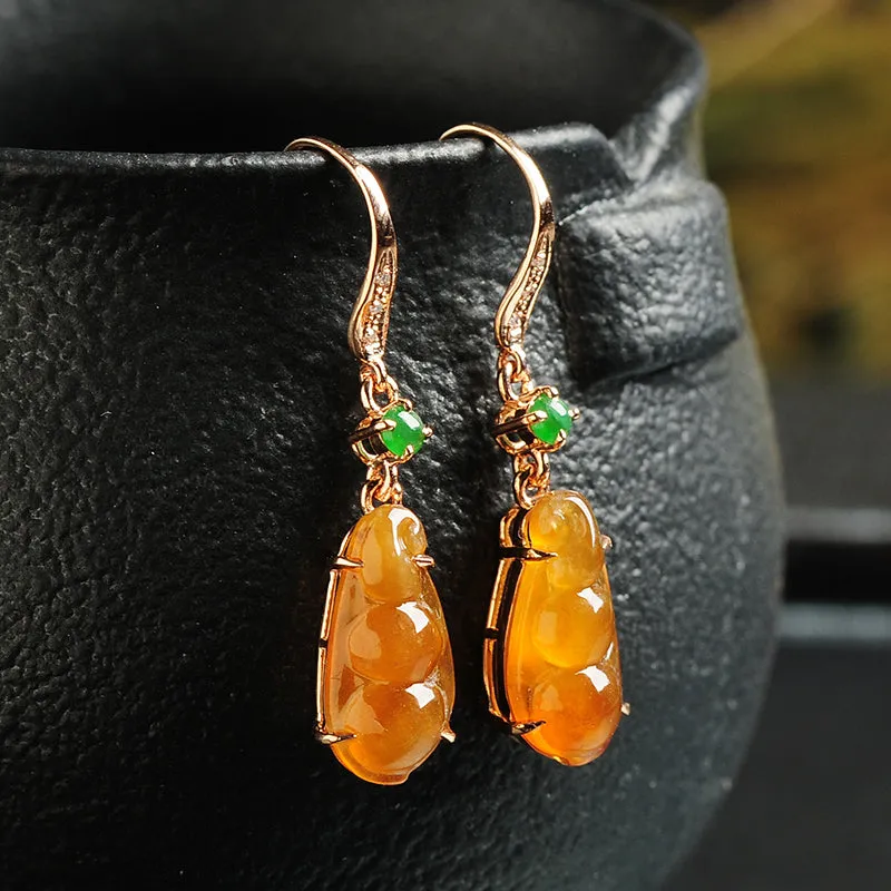 Natural Jade Earrings Jadeite Gold Earrings EG34