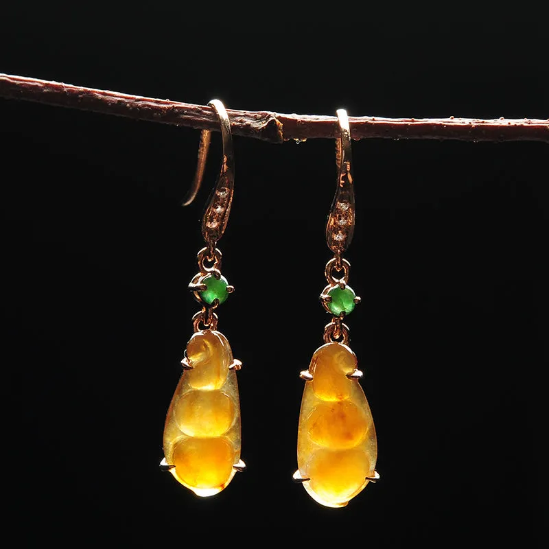 Natural Jade Earrings Jadeite Gold Earrings EG34