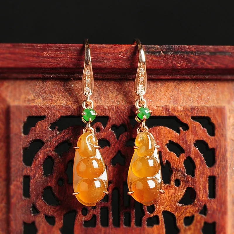 Natural Jade Earrings Jadeite Gold Earrings EG34