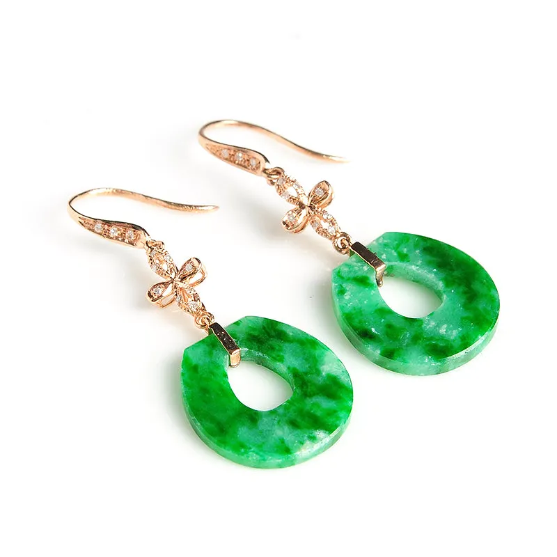 Natural Jade Earrings Jadeite Gold Earrings EG39