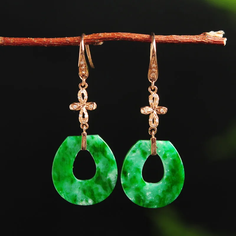 Natural Jade Earrings Jadeite Gold Earrings EG39