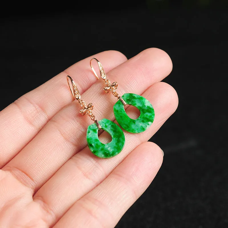 Natural Jade Earrings Jadeite Gold Earrings EG39