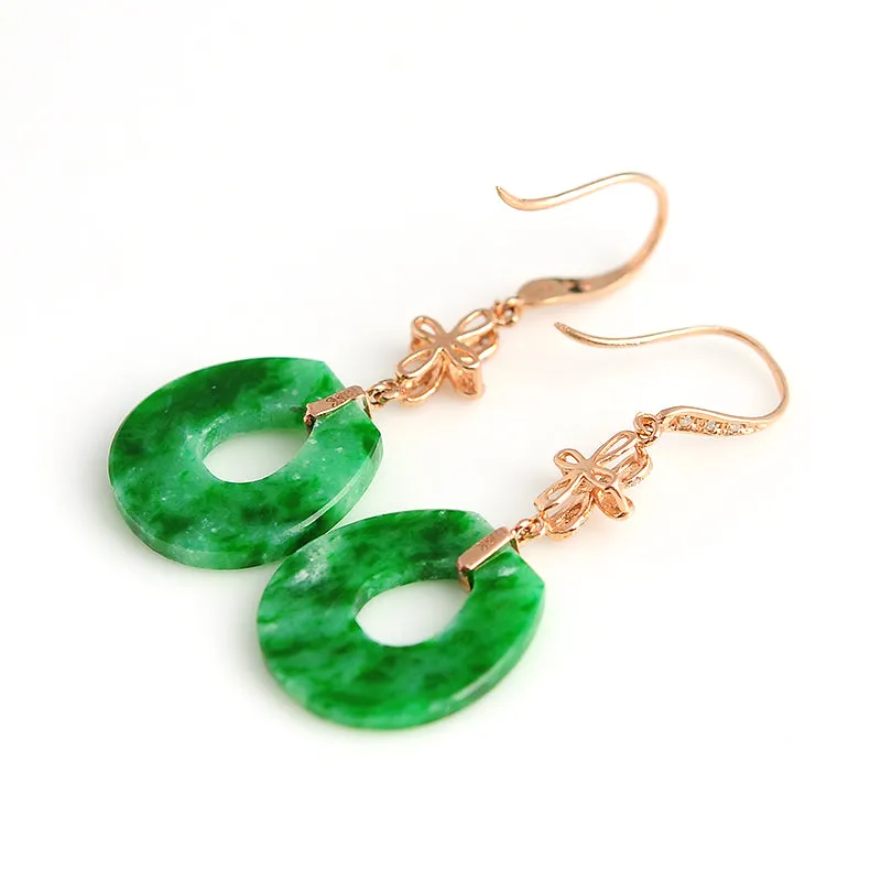 Natural Jade Earrings Jadeite Gold Earrings EG39