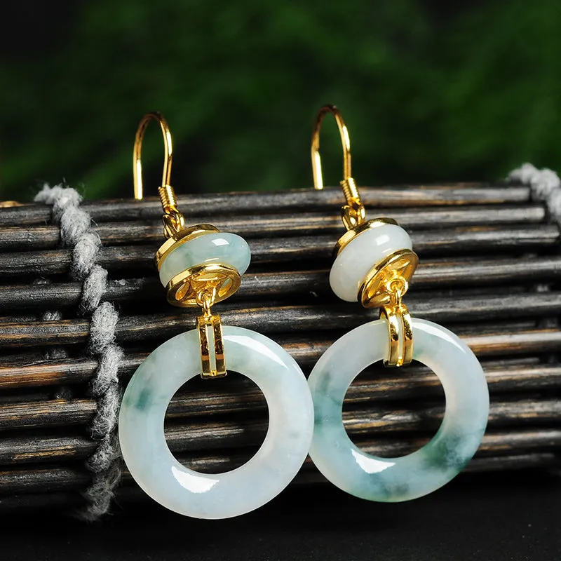 Natural Jade Earrings Jadeite Silver Earrings EG67