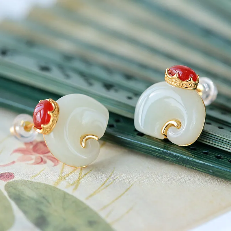 Natural Jade Earrings Nephrite Agate Silver Earrings ZNE241