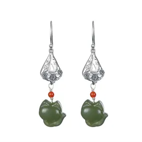 Natural Jade Earrings Nephrite Agate Silver Earrings ZNE328